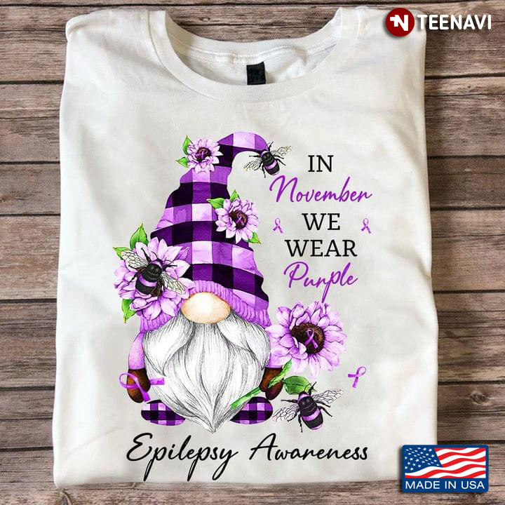 Gnome In November We Wear Purple Epilepsy Awareness