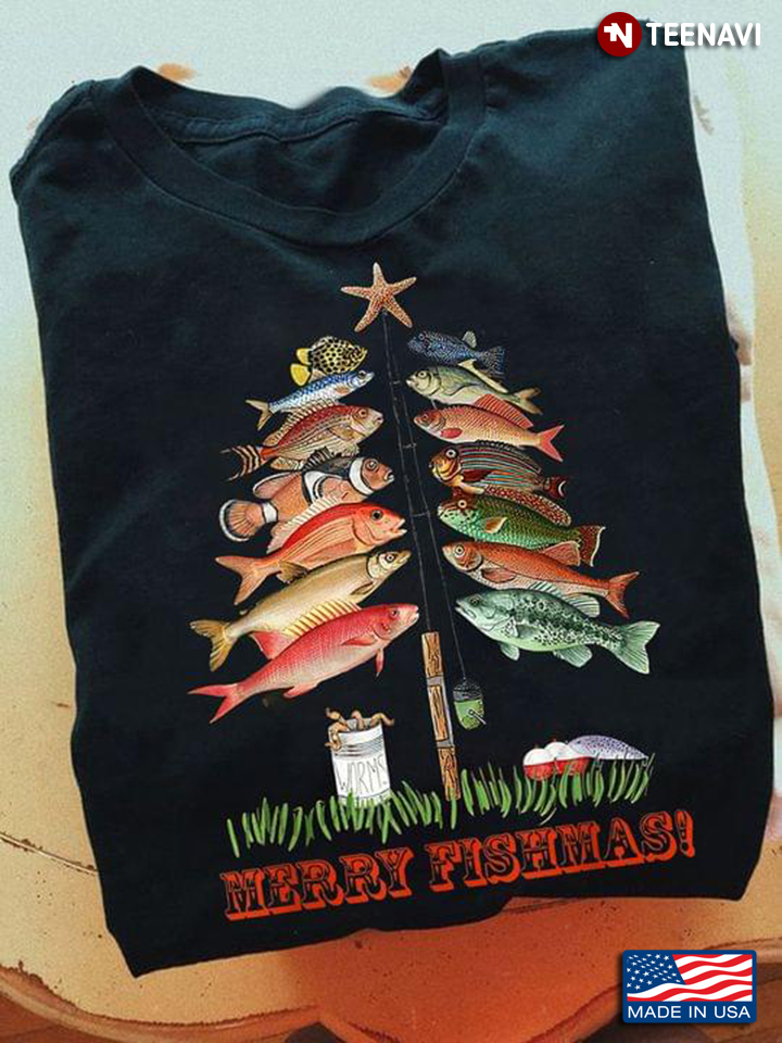 Merry Fishmas Funny Christmas Fish Tree for Fishing Lover