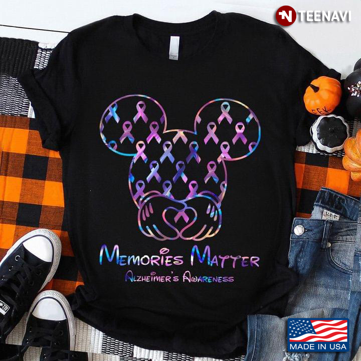Memories Matter Alzheimer's Awareness Mickey Mouse Face With Ribbons