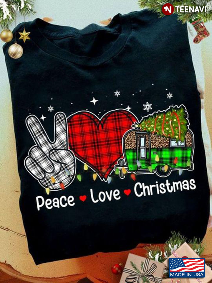 Peace Love Christmas Camping Car Leopard for Camp Lover