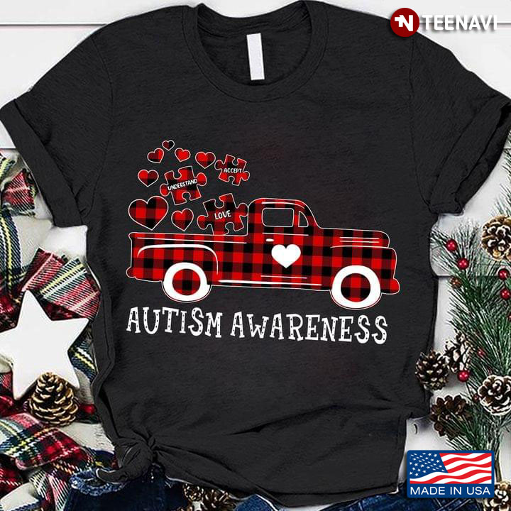 Autism Awareness Love Accept Understand Red Car for Christmas