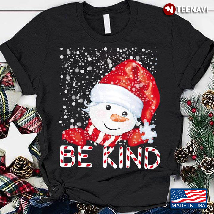Be Kind Snowman With Santa Hat Autism Awareness for Christmas