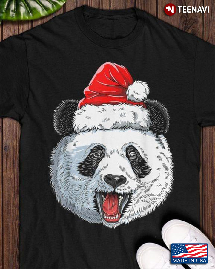 Panda Bear With Santa Hat for Christmas