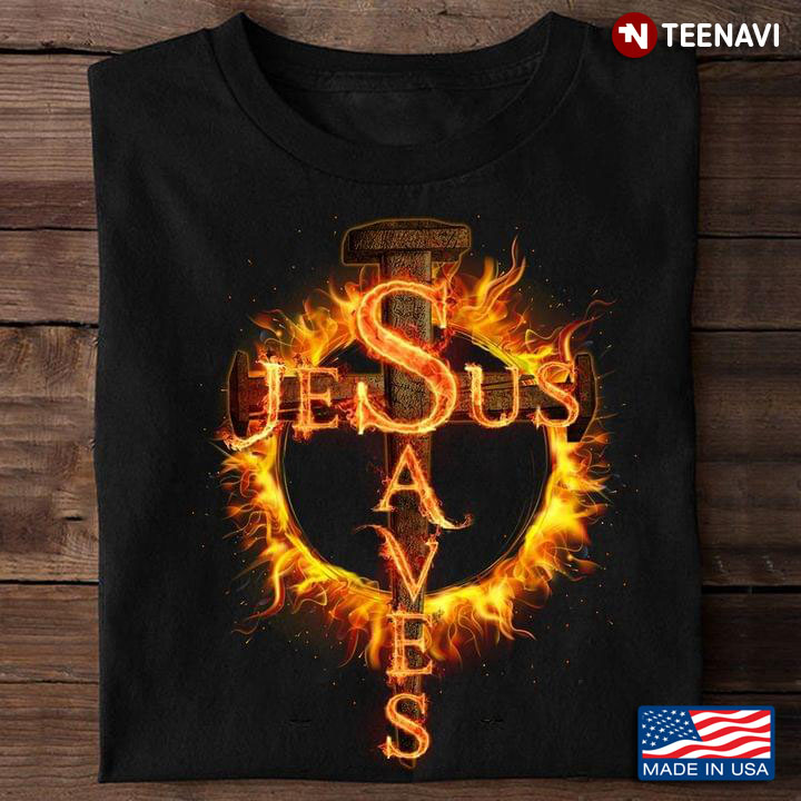 Jesus Saves Cross With Fire for Christian