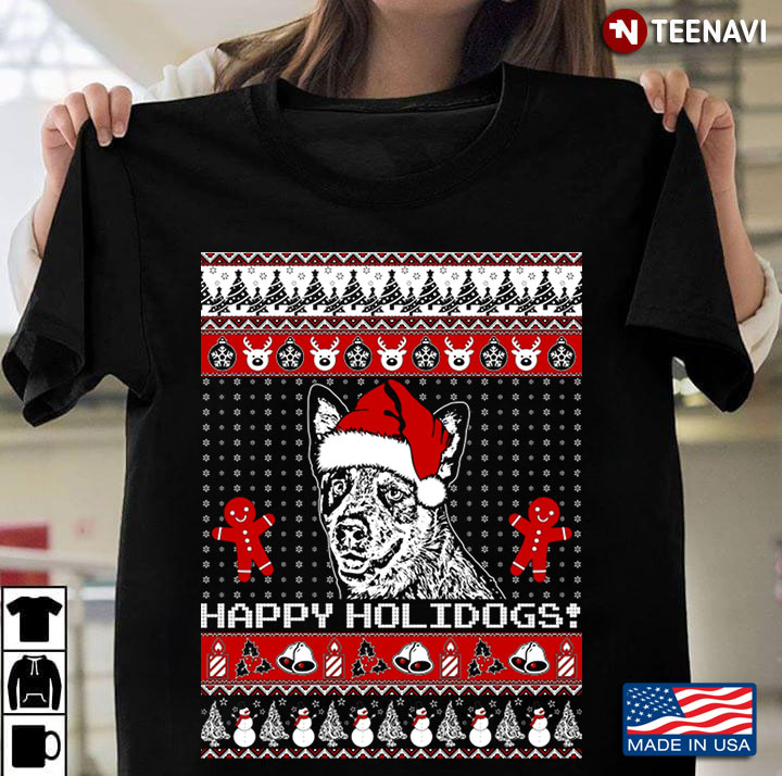 Happy Holidogs Heeler With Santa Hat Ugly Christmas
