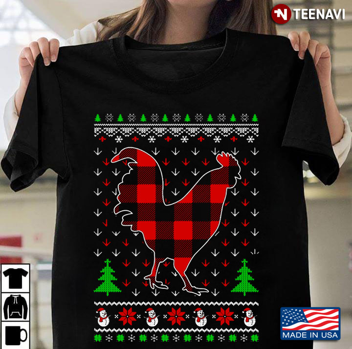 Red Plaid Chicken Ugly Christmas for Chicken Lover