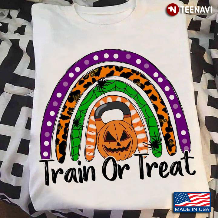 Train Or Treat Lifting Weights Rainbow Leopard for Halloween