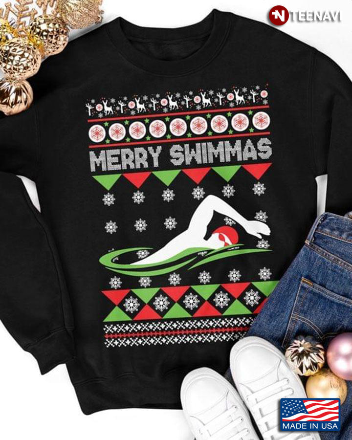 Merry Swimmas Swimmer Ugly Christmas for Swimming Lover
