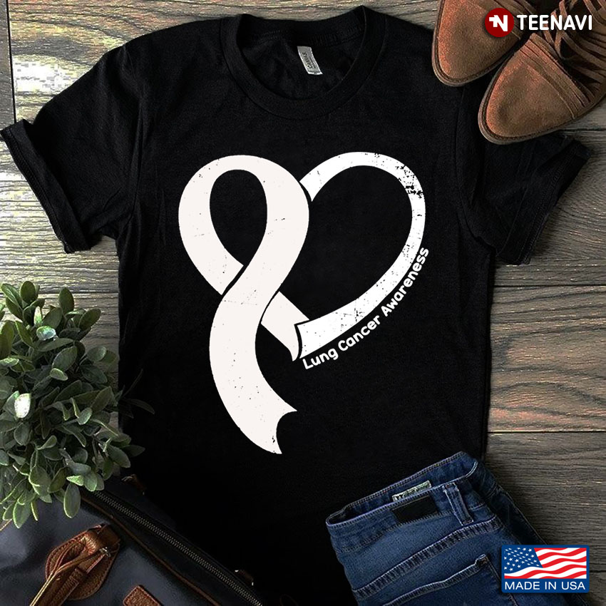 Lung Cancer Awareness Heart White Ribbon