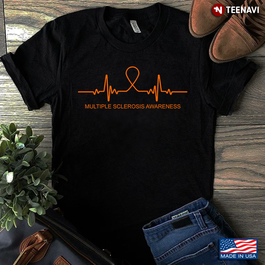 Multiple Sclerosis Awareness Orange Heartbeat