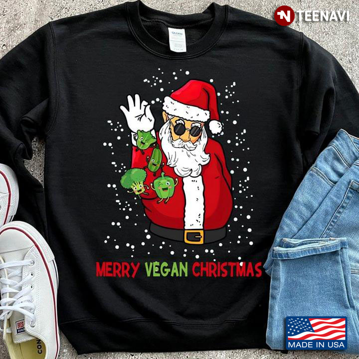 Merry Vegan Christmas Santa Claus With Vegetable
