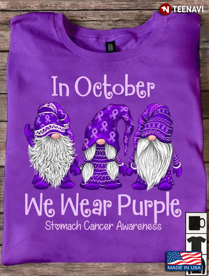 Gnomes In October We Wear Purple Stomach Cancer Awareness