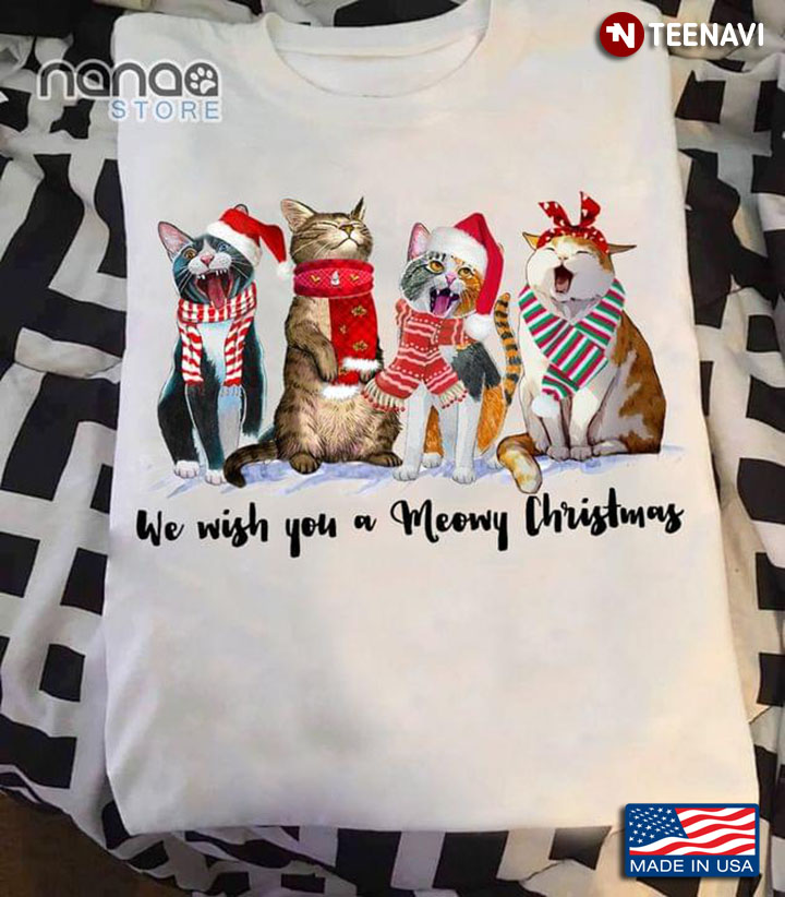 Funny Cats We Wish You A Meowy Christmas for Christmas