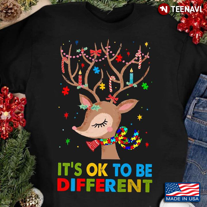 It's Ok To Be Different Reindeer Autism Awareness for Christmas