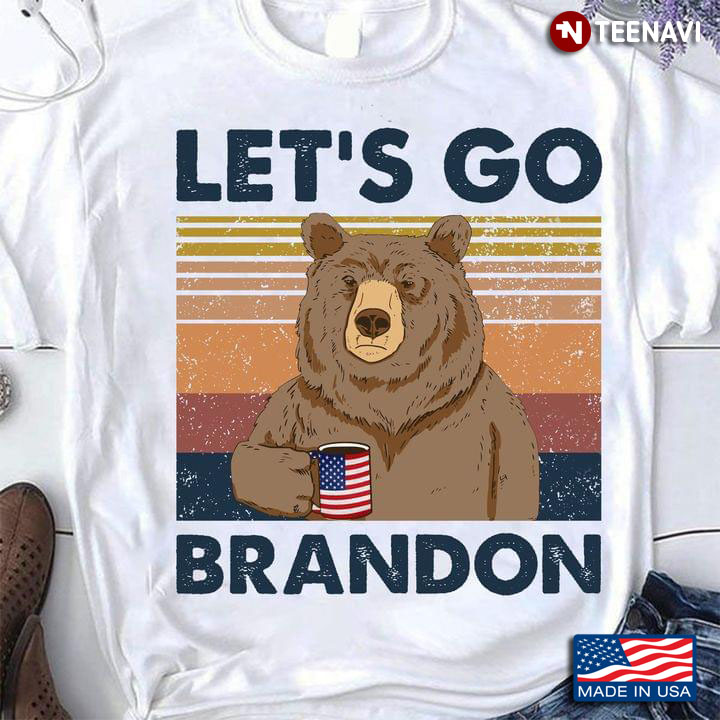 Vintage Bear Let's Go Brandon American Flag Anti Biden