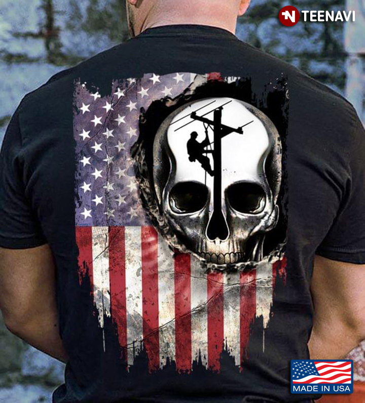 Skull Lineman American Flag