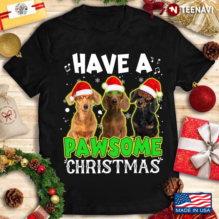 Dachshunds With Santa Hats Have A Pawsome Christmas for Dog Lover