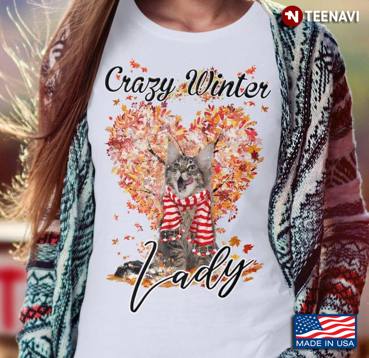 Crazy Winter Lady Cute Cat With Scarf for Cat Lover