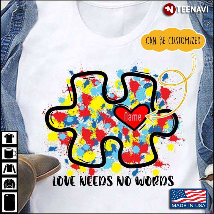 Personalized Name Love Needs No Words Autism Awareness