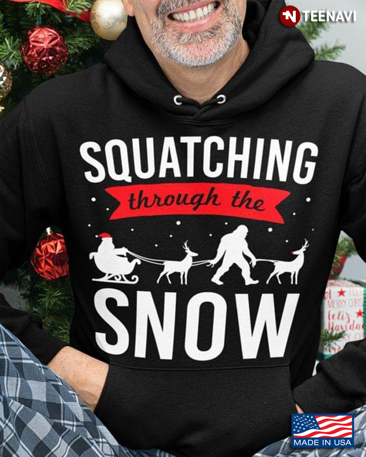Funny Sasquatch Through The Snow Christmas Gift Squatching Bigfoot Xmas