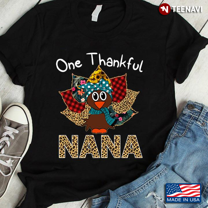 One Thankful Nana Turkey Thanksgiving Leopard Version