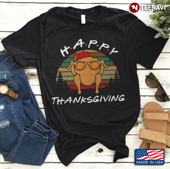Funny Happy Thanksgiving Roast Turkey With Glasses