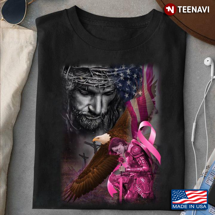 A Breast Cancer Warrior Who Is Covered By Blood Of Jesus Eagle American Flag