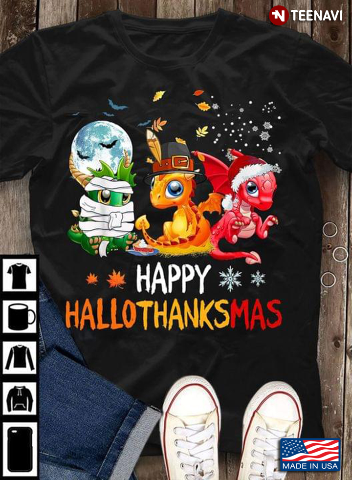 Happy Hallothanksmas Halloween Thanksgiving Xmas Dragons