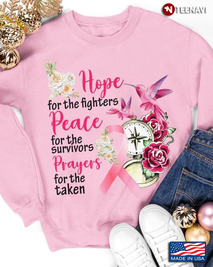 Hummingbird Hope For The Fighters Peace For Survivors Breast Cancer Awareness