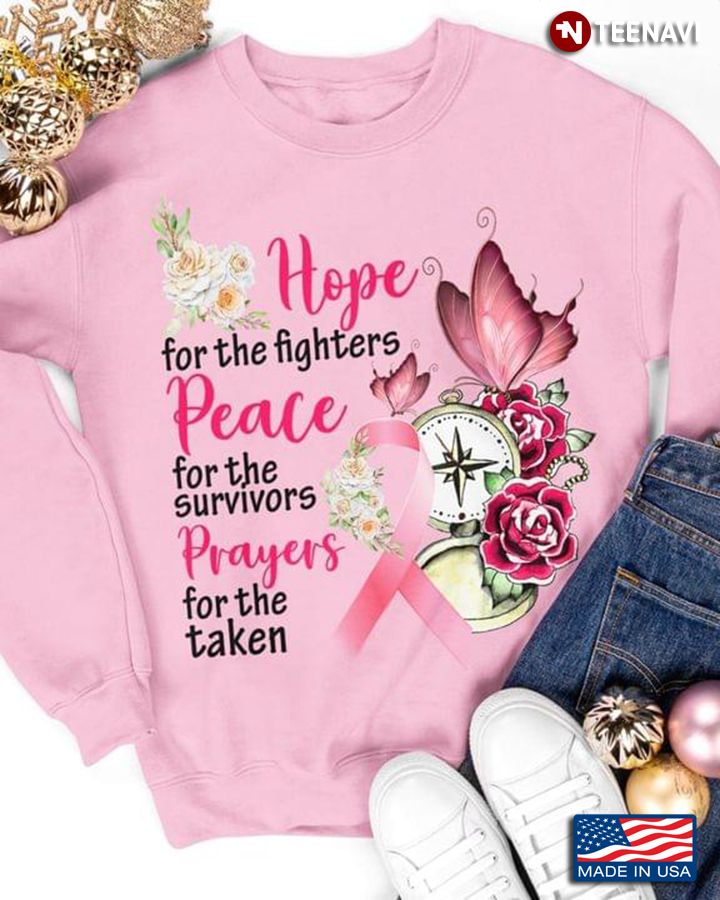 Butterfly Hope For The Fighters Peace For Survivors Breast Cancer Awareness