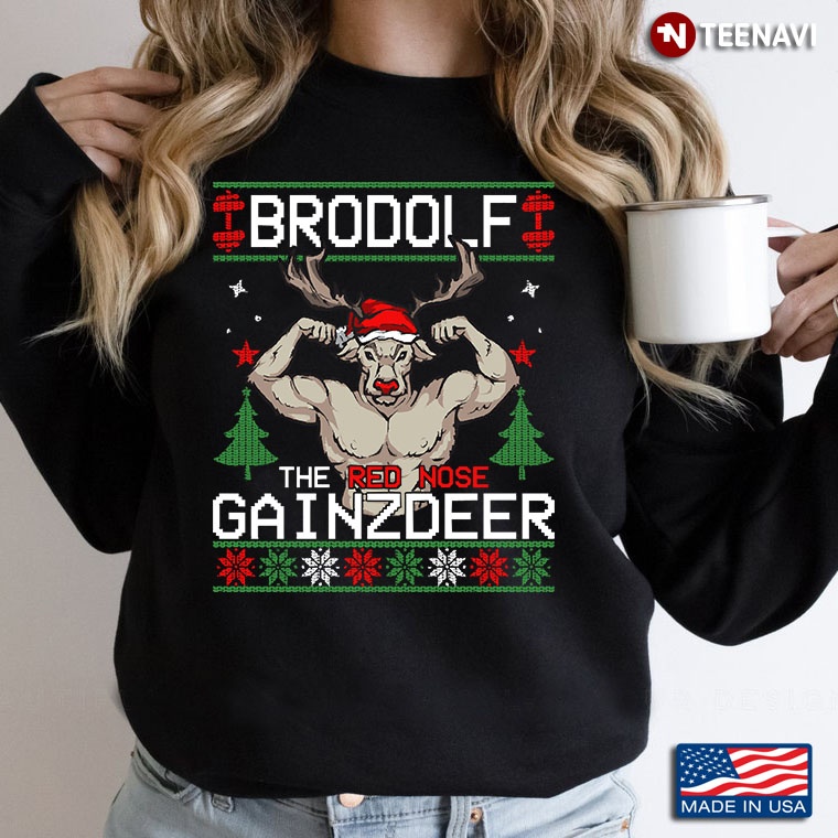 Brodolf The Red Nose Gainzdeer Gym Ugly Christmas