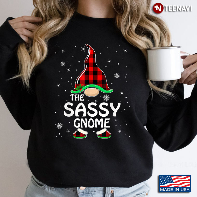 Sassy Gnome Buffalo Plaid Matching Christmas Gift Pajama