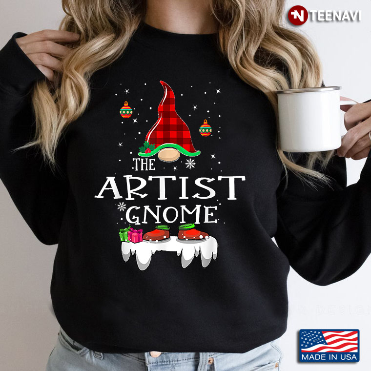 Artistic Gnome Buffalo Plaid Matching Family Christmas