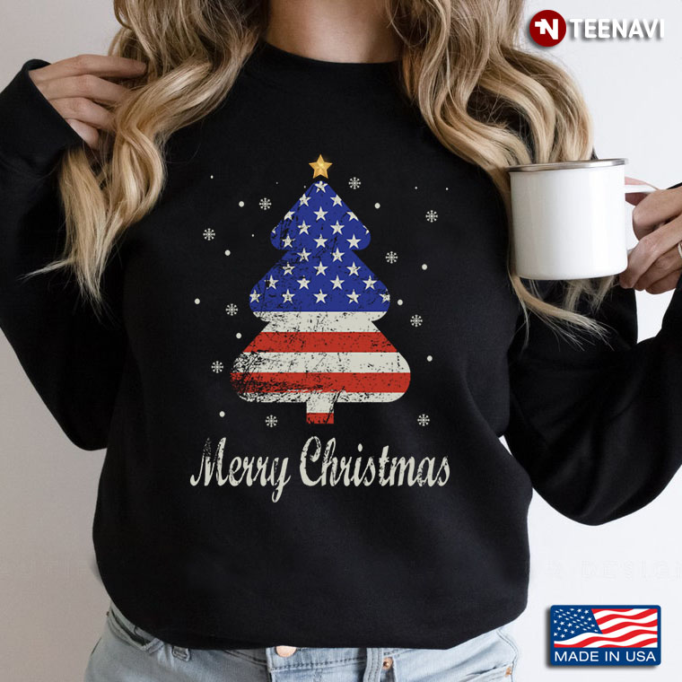 American Flag Christmas Tree – Merry Christmas