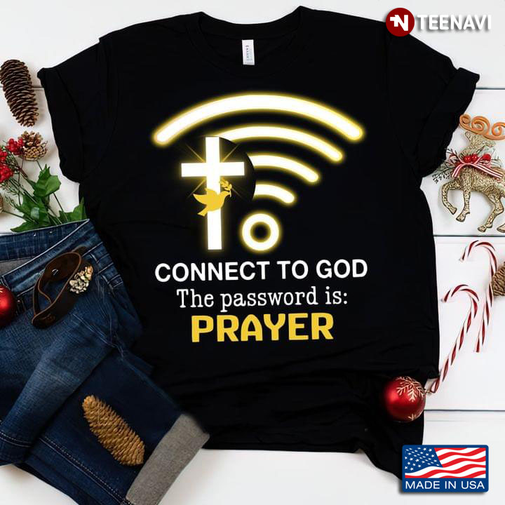 Gold Cross Connect To God The Password Is Prayer Funny Christian