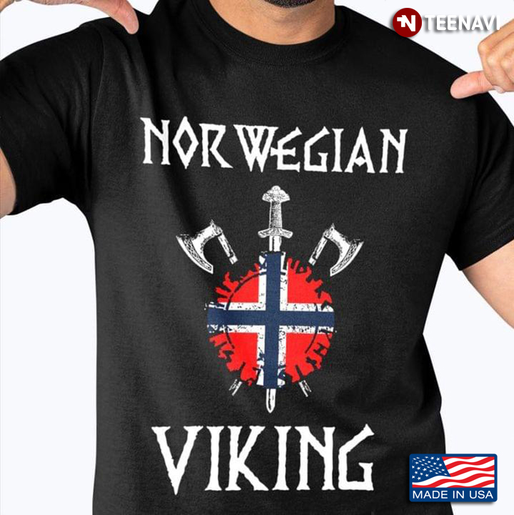 Norwegian Viking Flag Of Norway Crossed Axes And Sword
