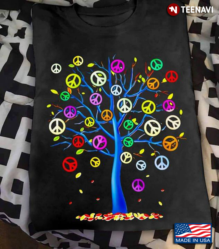 Colorful Love Peace Sign Hippie Tree Gift For Hippies