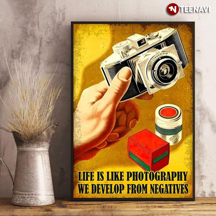 Vintage Hand Holding Digital Camera Life Is Like A Photography We Develop From Negatives