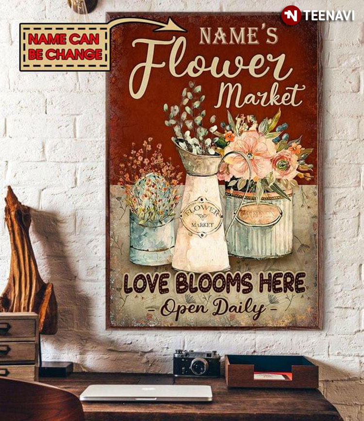 Vintage Personalized Name Flower Market Love Blooms Here Open Daily