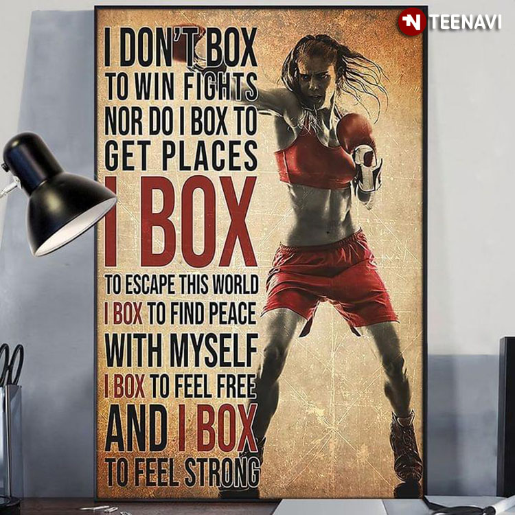 Vintage Female Boxer With Red Boxing Gloves I Don't Box To Win Fights Nor Do I Box To Get Places