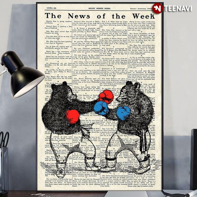 Vintage Newspaper Theme Two Bears Boxing The News Of The Week