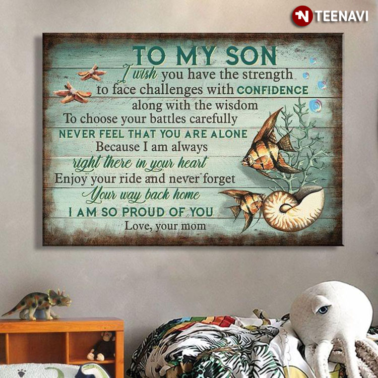 Vintage Fish, Sea Stars & Sea Snail Underwater Mom & Son To My Son I Wish You The Strength To Face Challenges With Confidence