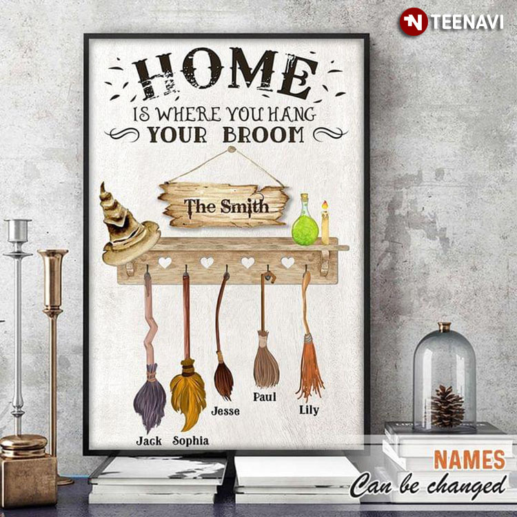 Personalized Family Name Witch Home Is Where You Hang Your Broom