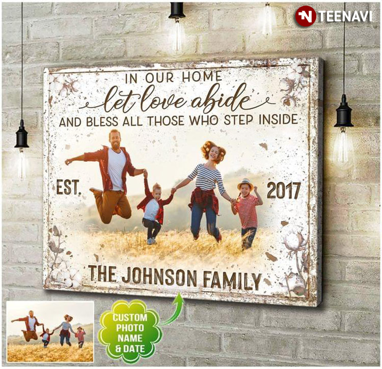 Personalized Photo, Family Name & Date In Our Home Let Love Abide And Bless All Those Who Step Inside