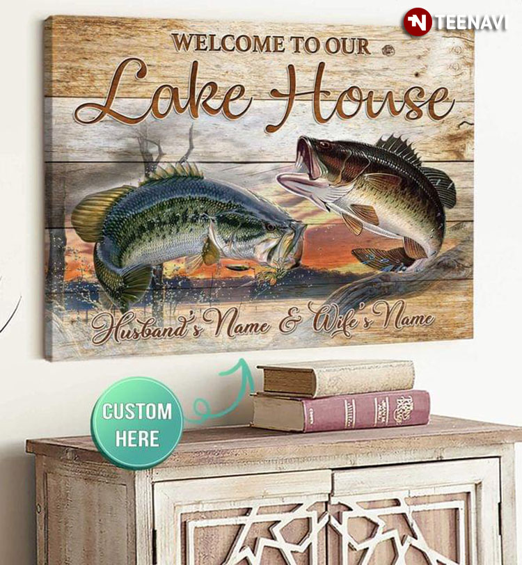Personalized Name Husband & Wife Couple Of Fish Welcome To Our Lake House