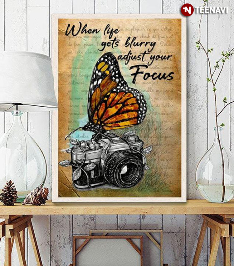Vintage Book Page Theme Monarch Butterfly Landing On Camera When Life Gets Blurry Adjust Your Focus