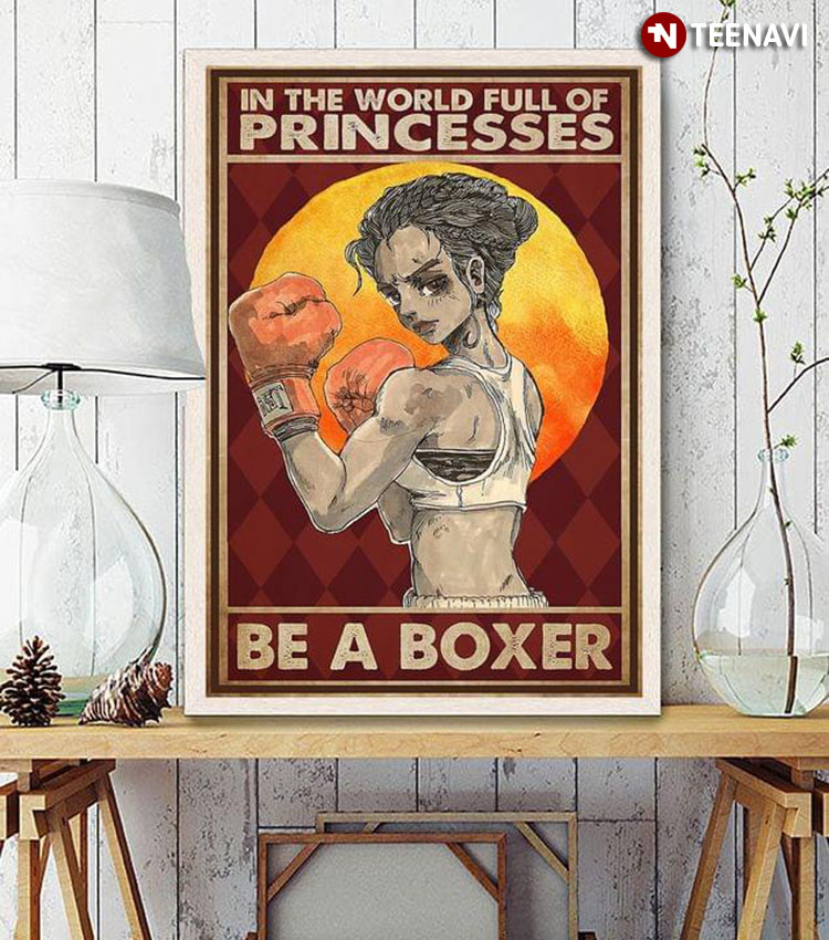 Vintage Girl With Red Boxing Gloves In The World Full Of Princesses Be A Boxer