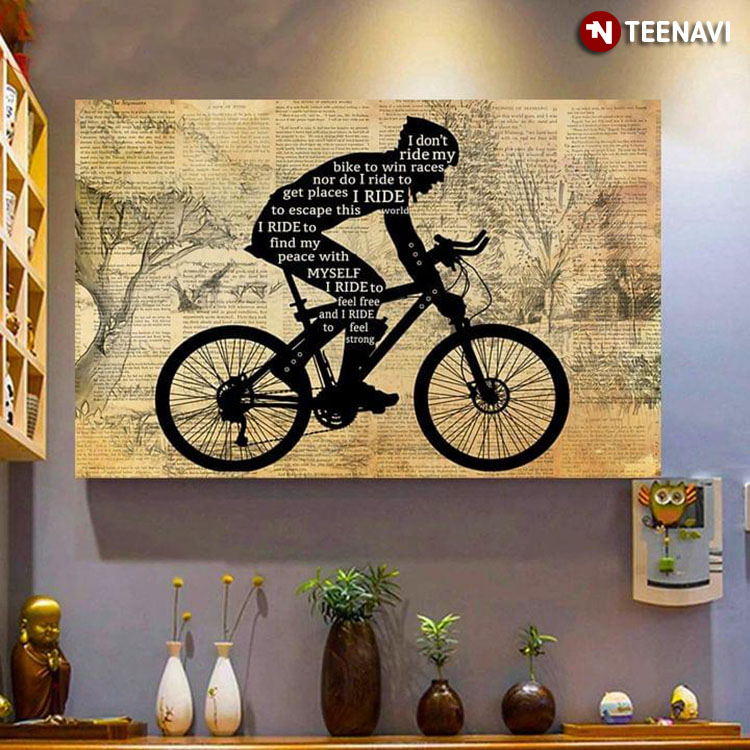 Vintage Book Page Bike Rider Silhouette I Don’t Ride My Bike To Win Races Nor Do I Ride To Get Places