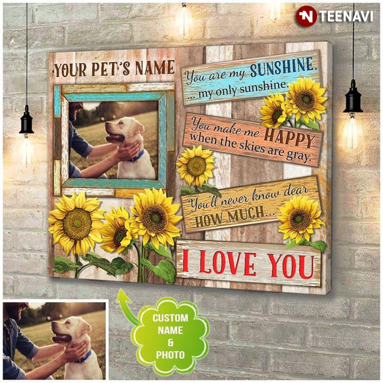 Personalized Pet's Name & Photo Sunflowers Dog You Are My Sunshine My Only Sunshine