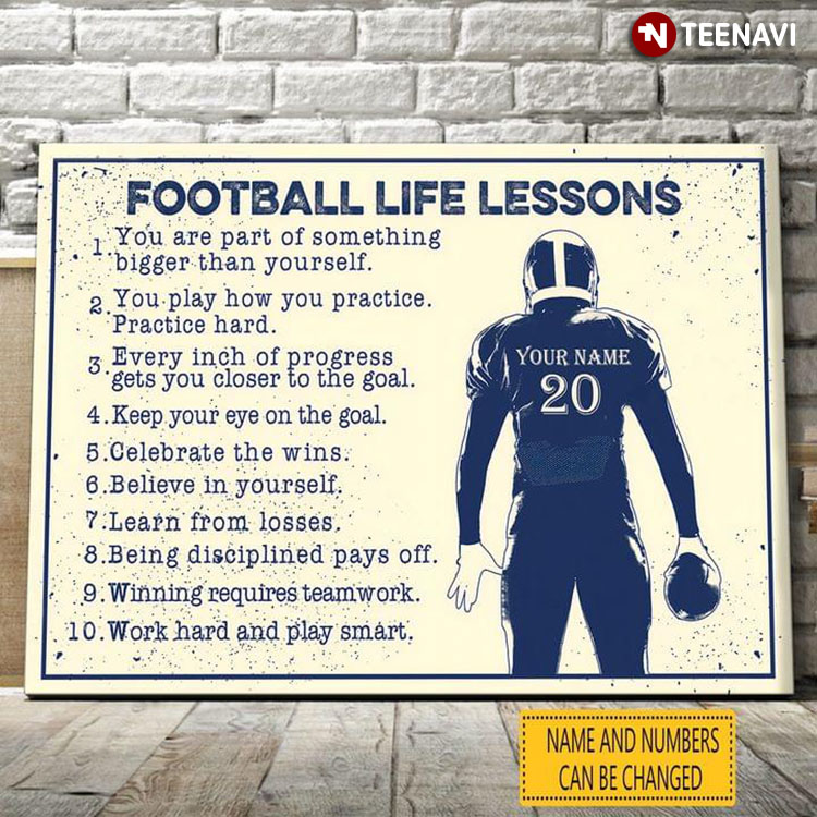 Personalized Name & Number American Football Player Football Life Lessons